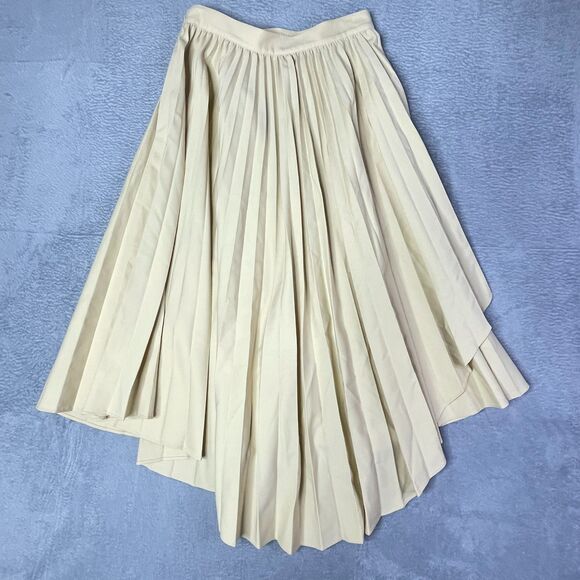 Banana Republic Womens Pleated Asymmetrical Midi Skirt Size 4 Biscotti Beige - Picture 7 of 14